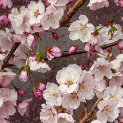 Beautiful Cherry Blossom Seamless Pattern