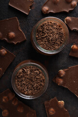 Concept of delicious and sweet food - chocolate mousse