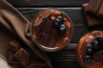 Concept of delicious and sweet food - chocolate mousse
