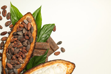 Concept of fresh and aromatic food - cacao beans