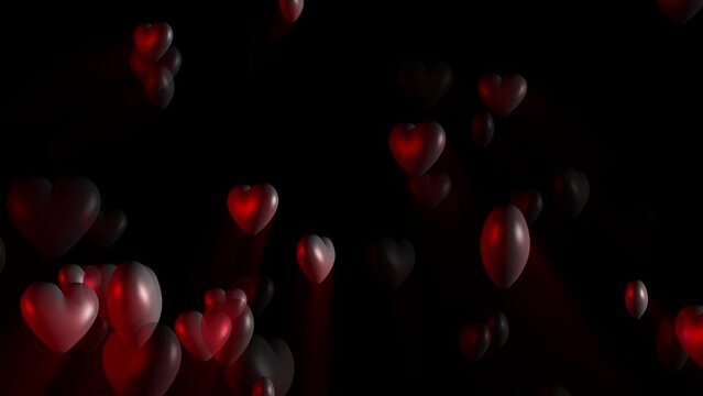 Particles Heart Background, Valentine's day background, flying abstract hearts and particles