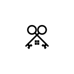 Two crossed keys combined into house icon  isolated on white background 