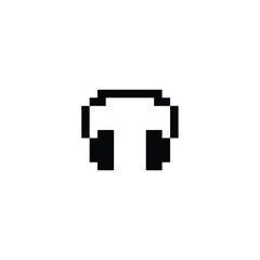 Fototapeta premium headset icon pixel art style with black color and white background good for your project and game asset.