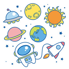 かわいい宇宙のイラストセット