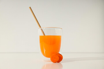 Concept of healthy nutrition and diet with Carrot juice