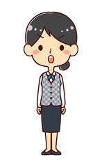 女性事務員　驚く　イラスト素材