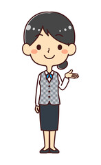 女性事務員　案内　イラスト素材