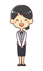 女性事務員　笑顔　イラスト素材