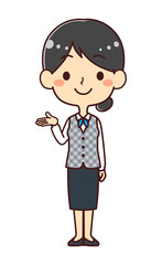 女性事務員　案内　イラスト素材