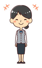 女性事務員　笑顔　イラスト素材