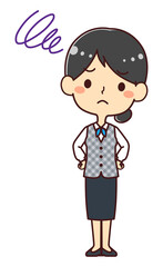 女性事務員　悩む　イラスト素材