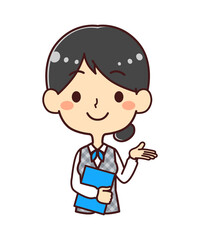 女性事務員　案内　イラスト素材