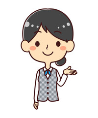 女性事務員　案内　イラスト素材