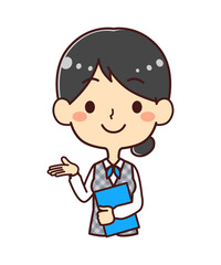 女性事務員　案内　イラスト素材