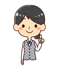 女性事務員　指差し　案内　イラスト素材