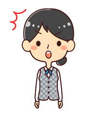 女性事務員　驚く　イラスト素材