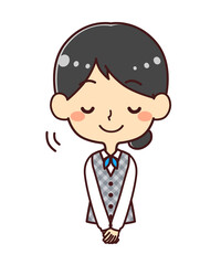 女性事務員　お辞儀　イラスト素材
