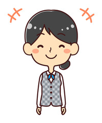 女性事務員　笑顔　イラスト素材