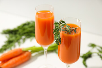 Concept of healthy nutrition and diet with Carrot juice