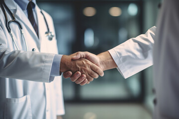doctor shake hands with patient in medical clinic with Generative AI