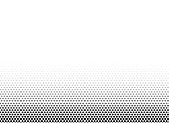 Fotobehang Dot pattern with halftone effect. Black white pop art gradient. Half tone fade background. radial print. Cartoon duotone banner. Monochrome backdrop. Anime gradation frame. Vector illustration © Iryna