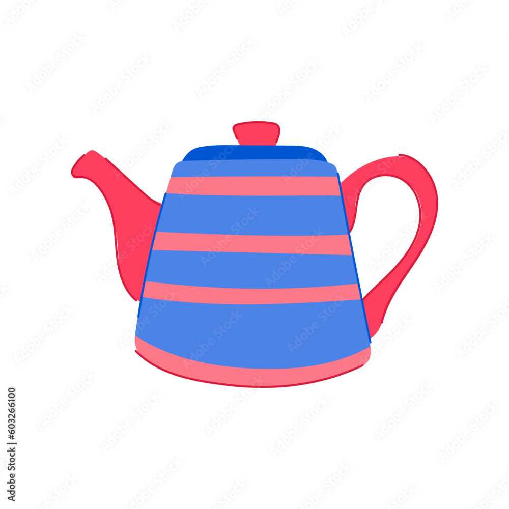 Sticker porcelain teapot ceramic cartoon. kettle kitchenware, dishware hot porcelain teapot ceramic sign. isolated symbol vector illustration