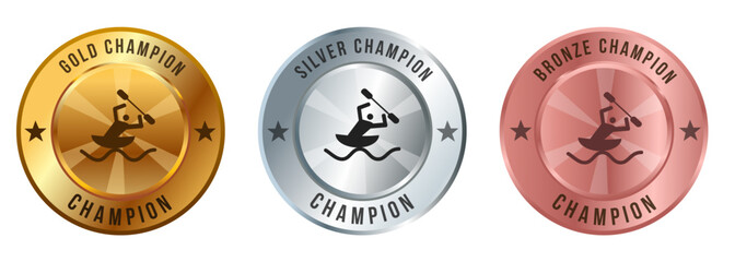 Rowing race paddling people nautical sport competition award gold silver bronze color medal