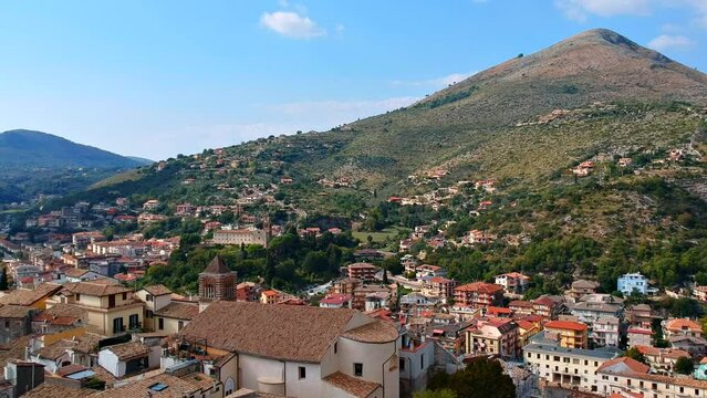 Mountain landscape with Itri, Lazio, Italy