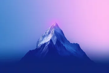 Fotobehang Purper Minimalist background featuring a majestic single mountain peak amidst a breathtaking gradient sky, generative ai beautiful art