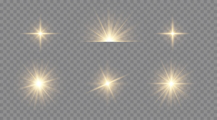 Golden light vectors.Bright gold star.Light flash.Gold glitter.