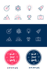 Work Enthusiasm Icon Set: Vector Icons for Loving Your Profession. Loving your profession, job satisfaction, loving your work, Career happiness, job contentment.