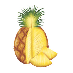 Pineapple  fruit watercolor