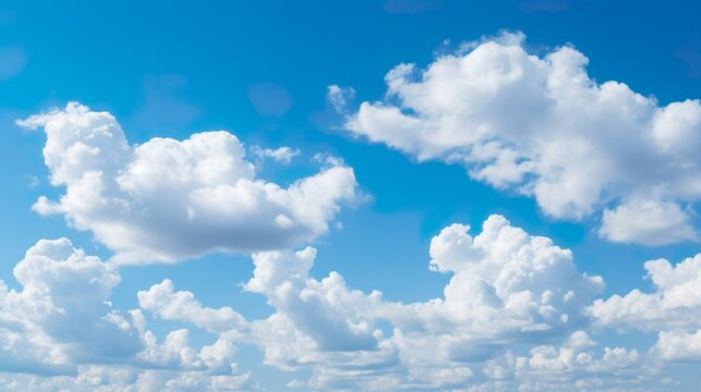 Blauer Himmel mit weißen Wolken, blue sky with white clouds - Generative AI