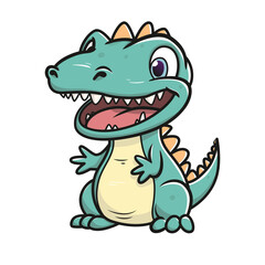 Little cute happy dino. Kid dinosaur for stickers or t-shirts. Vector illustration isolated on a white background