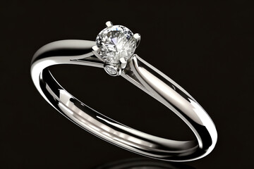 Engagement ring with gem. Wedding ring with shiny gemstone. Generative AI.