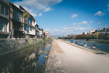 京都　鴨川の風景
