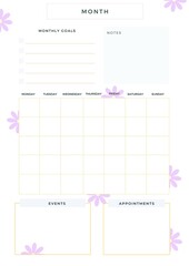 Colorful monthly planner 