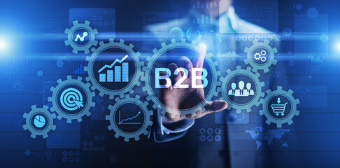 Fototapeta na wymiar B2B Business to Business marketing strategy concept on virtual screen.