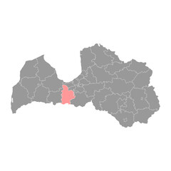 Jelgava district map, administrative division of Latvia. Vector illustration.