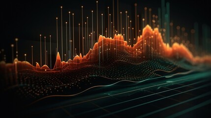 Generative AI, stock market chart lines, financial graph on technology abstract background represent financial crisis, financial meltdown. Technology concept, trading market concept.