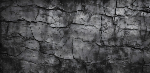 Obraz premium Cracked Elegance: Dark Black Stone Texture with Grunge and Muted Soft Light, Dark Background Wallpaper with gentle, calm feeling to it