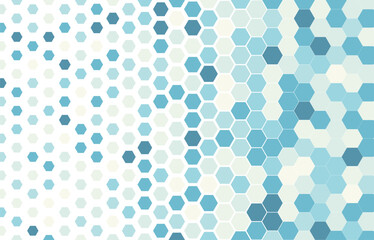 Abstract blue hexagon technology pattern consists of different hexagons isolated on white background. Geometric shape elements for presentation design. Suit for corporate, technology, business, talks
