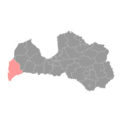 Liepaja district map, administrative division of Latvia. Vector illustration.