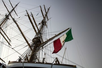 2022.07.06 Palermo, Amerigo Vespucci training ship, evocative image
of the flagpole of the sailing...