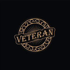 original elegant minimalist circle classic vintage logo design with veteran theme