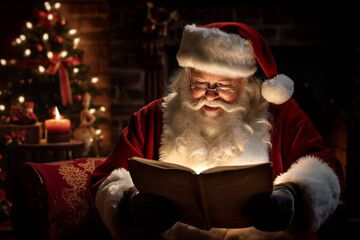 Fototapeta na wymiar its Christmas Eve with Santa Claus- KI AI generated Illustration