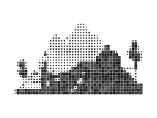 landscape mountain with cactus halftone vector background