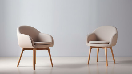 chair design in a modern style. The chair features a unique silhouette with clean lines and a seamless, monochromatic finish