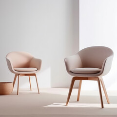 Obraz premium chair design in a modern style. The chair features a unique silhouette with clean lines and a seamless, monochromatic finish