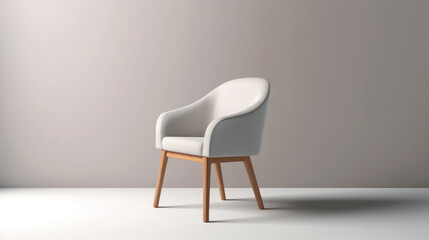 chair design in a modern style. The chair features a unique silhouette with clean lines and a seamless, monochromatic finish